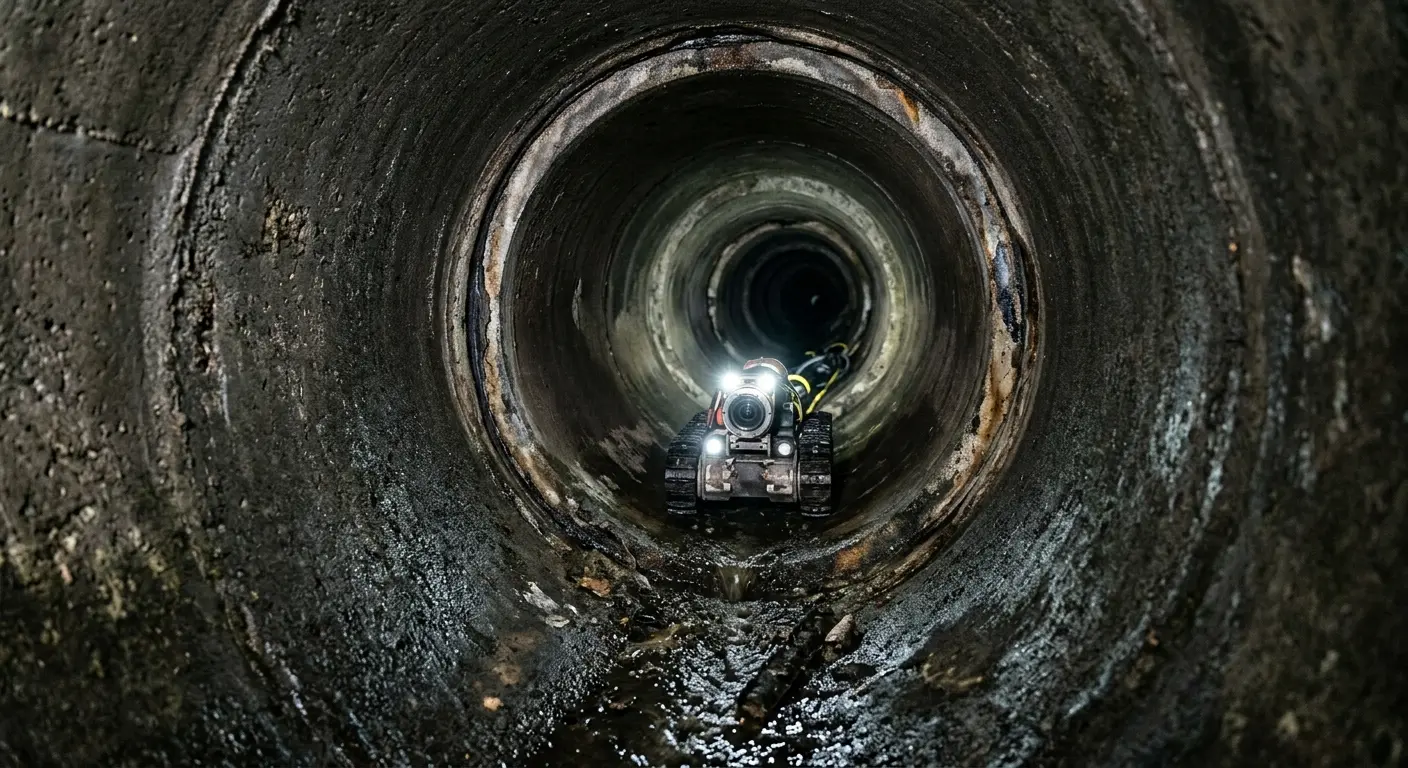 Robotic sewer camera inspecting pipe interior for Sewer Line Repair in Lakeside